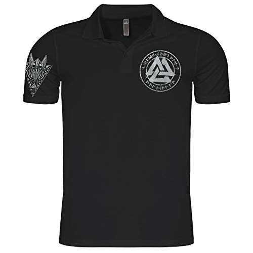 Herren Poloshirt Polohemd Valknut Silber (mit Rückendruck) von SONS OF ODIN