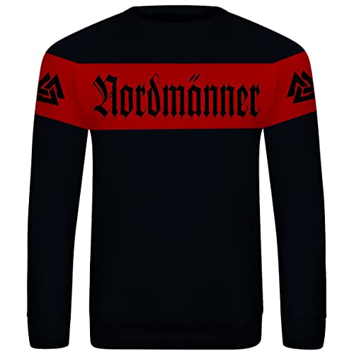 Herren Sweatshirt Pullover Marke Valknut Black Red Ragnar Warrior M - 5XL von SONS OF ODIN