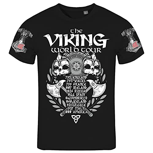 Herren T-Shirt Viking World Tour Wikinger raubzüge Europa Tour von SONS OF ODIN