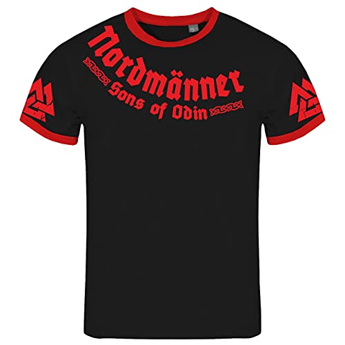 Herren Tshirt Nordmänner Allvater Odin Rote Wut Wikinger Blut Motiv von SONS OF ODIN