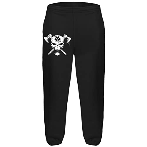 SONS OF ODIN Herren Jogginghose Trainingshose Wikinger Wotan Totenkopf Schädel mit Äxten Skull von SONS OF ODIN