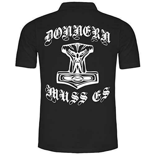 SONS OF ODIN Herren Poloshirt Polohemd Thors Hammer Donnern muss es (mit Rückendruck) von SONS OF ODIN