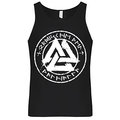 SONS OF ODIN Herren Tank Top Muskelshirt Nordische Welt Walhalla Wotansknoten Weiss Wikinger von SONS OF ODIN