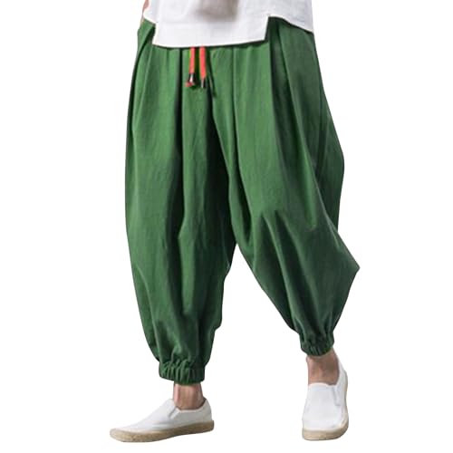 SOOUICKER Leinenhose Herren Sommer Baggy Haremshose Japanisch Jogginghose Leinen mit Bündchen Leichte Sommerhose Herren Jogging Freizeithose Leicht mit Gummizug Locker SOOUICKER Leinenhose Herren Sommer Baggy Haremshose Japanisch Jogginghose Leinen mit Bündchen Leichte Sommerhose Herren Jogging Freizeithose Leicht mit Gummizug Locker von SOOUICKER