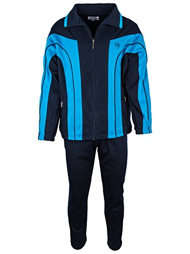 SOUNON Herren Baumwolle Trainingsanzug, Jogginganzug, Sportanzug, Freizeitanzug, Hausanzug Stahlblau (M2), Groesse: 2XL von SOUNON