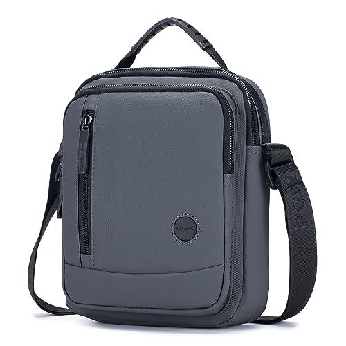 SPAHER Umhängetasche Herren Klein, Multi-Pocket Schultertasche Klein Wasserdicht Nylon Sling Crossbody Bag Grau Herrentasche Mit Oberem Griff für Arbeit, Reise, Alltagsleben von SPAHER