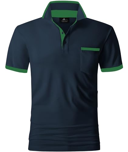 SPEEDRUN Poloshirt für Herren Kurzarm Polohemd mit Brusttasche Slim Fit Sommer Schnelltrocknend Atmungsaktives Golf Tennis Arbeit Hemd T-Shirt Casual von SPEEDRUN