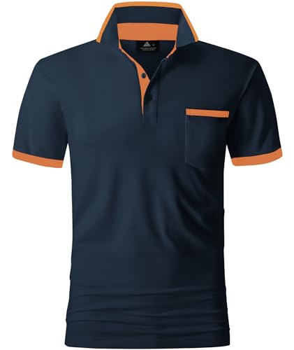 SPEEDRUN Poloshirt für Herren Kurzarm Polohemd mit Brusttasche Slim Fit Sommer Schnelltrocknend Atmungsaktives Golf Tennis Arbeit Hemd T-Shirt Casual von SPEEDRUN