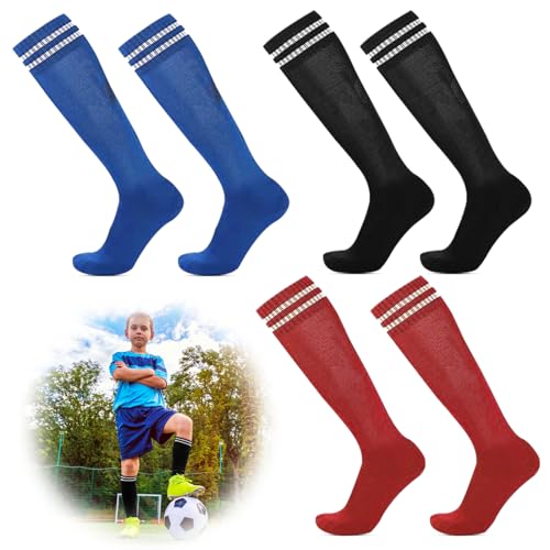 SPERMUOY Fußballsocken Kinder,3 Paar Sportliche Fußball Socken Kinder Jugend Fußball Socken,Rutschfeste Fussball Socken Kinder für Jungen und Mädchen Fußballtraining, Laufen, Sport von SPERMUOY