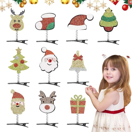 SPERMUOY weihnachten haarschmuck,10 Stück Haarspange Weihnachten kinder,Weihnachts Haarspangen Glitter Weihnachts Haarclips Haarnadeln, Weihnachten Haarschmuck kinder für Mädchen Damen von SPERMUOY