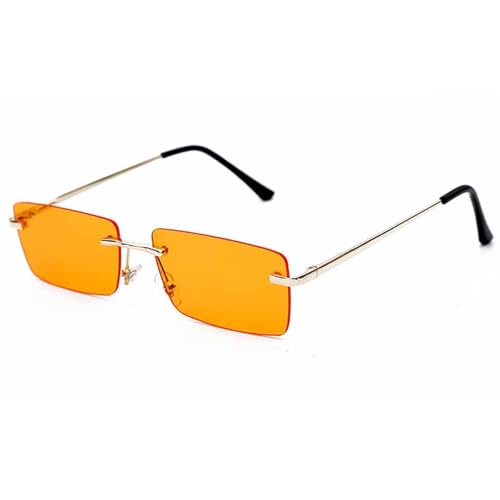 SPOAVGYZ Kleine rahmenlose Sonnenbrille für Damen, modische gelbe und orangefarbene Sonnenbrille für Damen und Herren, UV400-Schutz,Orange-gelb SPOAVGYZ Kleine rahmenlose Sonnenbrille für Damen, modische gelbe und orangefarbene Sonnenbrille für Damen und Herren, UV400-Schutz,Orange-gelb von SPOAVGYZ