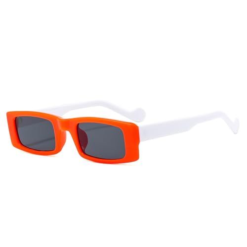 SPOAVGYZ Rechteckige kleine Retro-Sonnenbrille für Damen, Sonnenbrille für Herren, UV400,C4, Orange, Weiß SPOAVGYZ Rechteckige kleine Retro-Sonnenbrille für Damen, Sonnenbrille für Herren, UV400,C4, Orange, Weiß von SPOAVGYZ