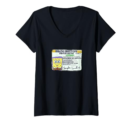 SpongeBob SquarePants Bikini Bottom Driver License Card T-Shirt mit V-Ausschnitt von SPONGEBOB SQUAREPANTS