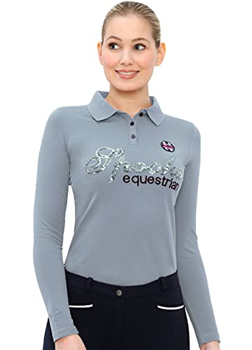 Roxie Sequin Polo Longsleeve (Farbe: Dusty Blue; Größe: L) von SPOOKS