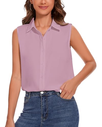 SPRING SEAON Damen ärmellos Knöpfen Hemden Klassische Kragen Bluse Basic Tank Tops Arbeit Büro Formelle Chiffon Tops Casual Blusen SPRING SEAON Damen ärmellos Knöpfen Hemden Klassische Kragen Bluse Basic Tank Tops Arbeit Büro Formelle Chiffon Tops Casual Blusen von SPRING SEAON
