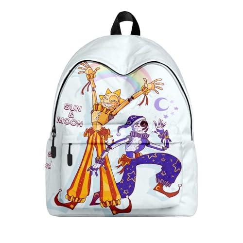 SPSMOKH FNAF Rucksack Sundrop Moondrop Canvas Tasche Anime Cartoon Schultertasche Schüler Schultasche Geburtstagsgeschenk Jungen Mädchen, A28, 40*30*17CM von SPSMOKH