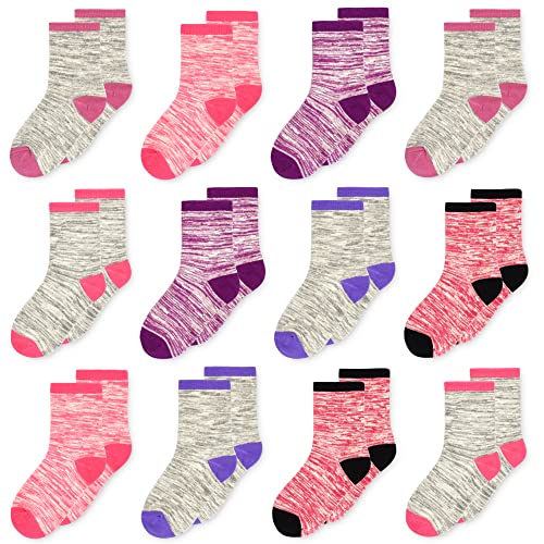 SPTRAMLE Kinder Mädchen Socken，12 Paar Kleinkind Weiche Elastische Baumwolle Socken für Mädchen, Kleinkinder (3–14 Jahre) 23–26, 27–30, 31–34, 35–40 von SPTRAMLE