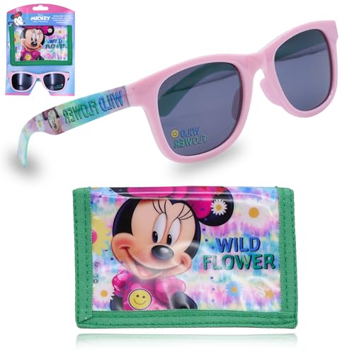 Kinder Sonnenbrille mit Geldbörse Set für Kinder, UV400 Sonnenbrille und stilvolle Geldbörse, Sommergeschenk für Jugendliche ab 3 Jahren, minnie maus von SRV Hub