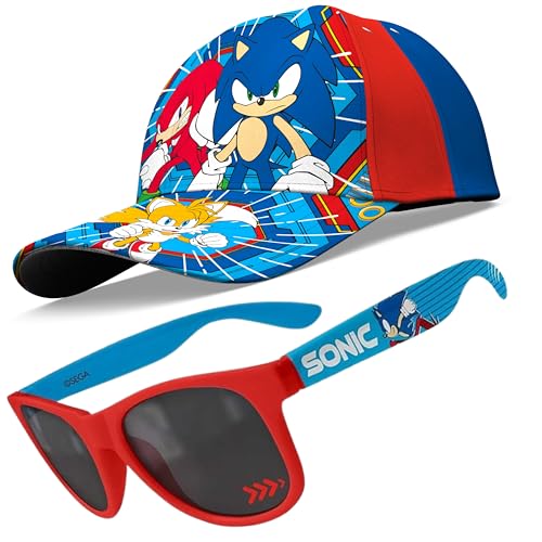 Sonic The Hedgehog Jungen Mütze und Sonnenbrille Set - Kinder Sommer Zubehör mit UV400 Schutz - Verstellbare Baseballmütze & Sonnenbrille für Kinder ab 3 Jahren, Red Sonic, Einheitsgröße Sonic The Hedgehog Jungen Mütze und Sonnenbrille Set - Kinder Sommer Zubehör mit UV400 Schutz - Verstellbare Baseballmütze & Sonnenbrille für Kinder ab 3 Jahren, Red Sonic, Einheitsgröße von SRV Hub
