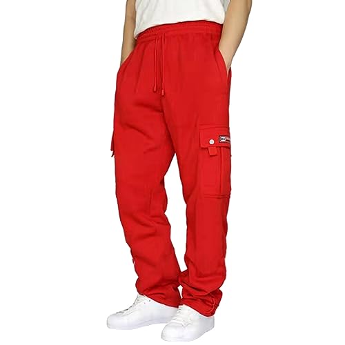 SRZYMJ Jogginghose Herren Baggy Jogginghose Winter Fleece Atmungsaktive Sporthose mit Reißverschlusstasche und Gummizug in der Taille Sportlich Laufhose Fahrradhose Herren Lang Winter Cordhose Rot XL SRZYMJ Jogginghose Herren Baggy Jogginghose Winter Fleece Atmungsaktive Sporthose mit Reißverschlusstasche und Gummizug in der Taille Sportlich Laufhose Fahrradhose Herren Lang Winter Cordhose Rot XL von SRZYMJ