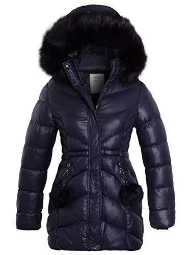 SS7 Mädchen gepolsterten Mantel Showerproof Parka Kunstpelz Alter 3-16 Schwarz (134/140, Marine 2) von SS7