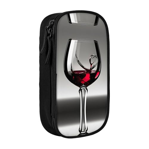 SSIMOO Weinglas-Federmäppchen aus Oxford-Stoff, Aufbewahrungstasche mit Reißverschluss, ideal für Reisen, schön funktional von SSIMOO