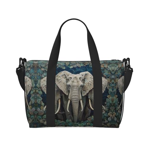 Tragbare Reisetasche mit Elefanten-Kunstdruck, ideal für geschäftliche und private Reisen, Schwarz, Einheitsgröße Tragbare Reisetasche mit Elefanten-Kunstdruck, ideal für geschäftliche und private Reisen, Schwarz, Einheitsgröße von SSIMOO
