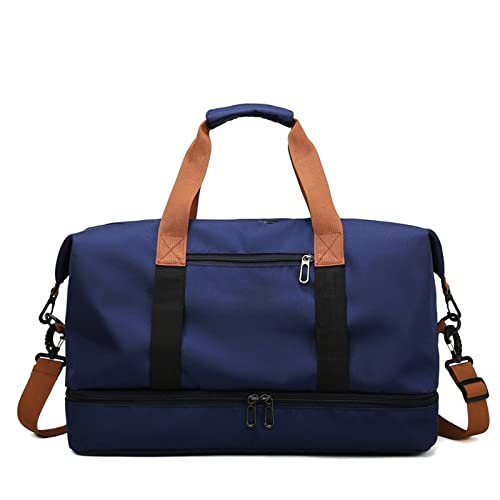 SSWERWEQ Handtasche Sport Bag with Shoe Organizer Bag Dry and Wet Separation Travel Bag Handbag Weekend Bag Overnight Bag Yoga Fitness Bag (Color : Dark Blue) von SSWERWEQ