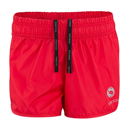 STARK SOUL Damen Sport Short Fitness Short vital, Funktionsshort, Atmungsaktiv, Schnelltrocknende Trainingsshort - Rot - M von STARK SOUL