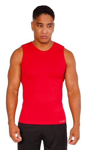 Tanktop Unterzieh-Shirts Ärmellos Seamless - WARM UP -, Herren Sport Top | Farbe: Rot | Grösse: M/L von STARK SOUL