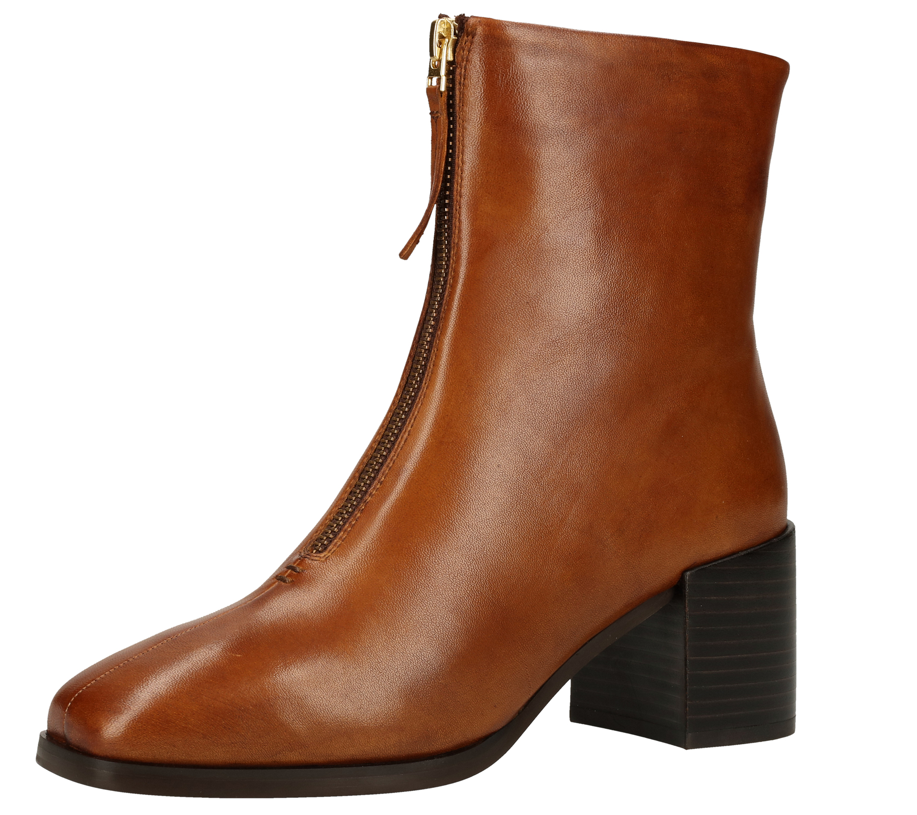 STEVEN NEW YORK Damen Echtleder Stiefelette mit Zier-Reißverschluss SNY11000056-03001-247 Braun von STEVEN NEW YORK