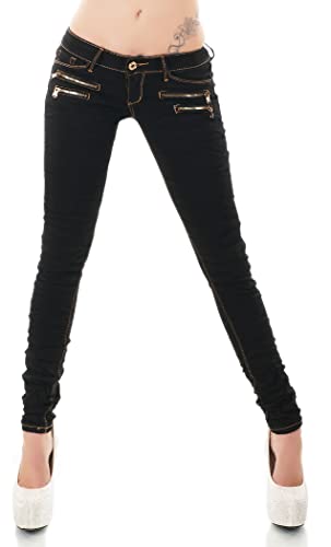 Damen Jeans Low Rise Hüftjeans Hose Röhrenjeans Skinny Slim Fit Stretch XS-XL (DE/NL/SE/PL, Alphanumerisch, S, Regular, Regular, Schwarz/238) von STIDIA