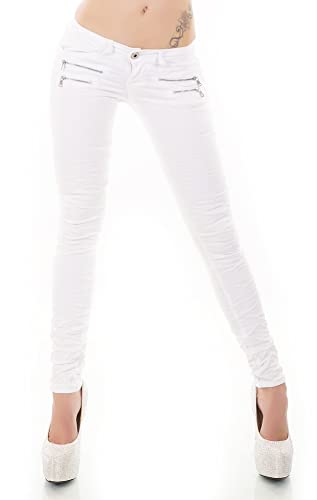 Damen Jeans Low Rise Hüftjeans Hose Röhrenjeans Skinny Slim Fit Stretch XS-XL (DE/NL/SE/PL, Alphanumerisch, S, Regular, Regular, Weiß/81-1) von STIDIA