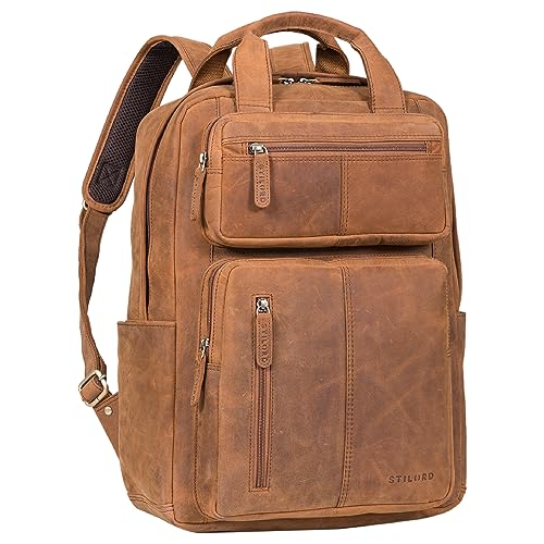 STILORD 'Amos' Exklusiver Business Lederrucksack Vintage Laptop Rucksack Herren Studenten Echtleder Business Rucksack Damen Leder Retro von STILORD