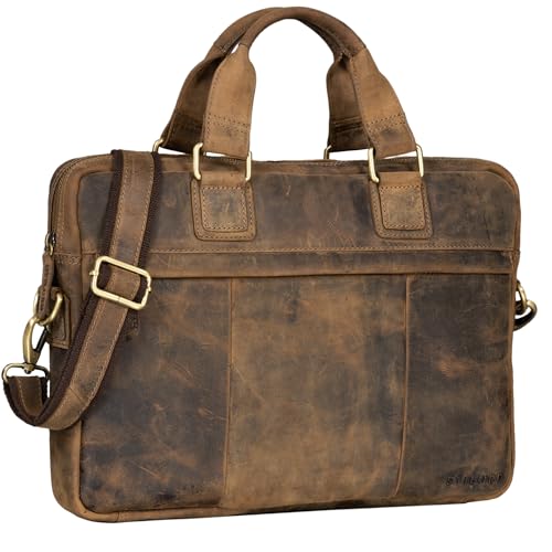 STILORD 'Andrew' Vintage Business Ledertasche Klassische Aktentasche für Herren und Damen 13,3 Zoll Laptoptasche für Arbeit Büro Aufsteckbar, Farbe:Calais - braun von STILORD