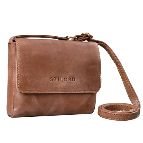 STILORD 'Audrey' Handtasche Damen Leder Klein Elegante Umhängetasche für Frauen Mini Crossbody Bag Schultertasche XS Damentasche zum Ausgehen Shopping Freizeit, Farbe:Messina - braun von STILORD