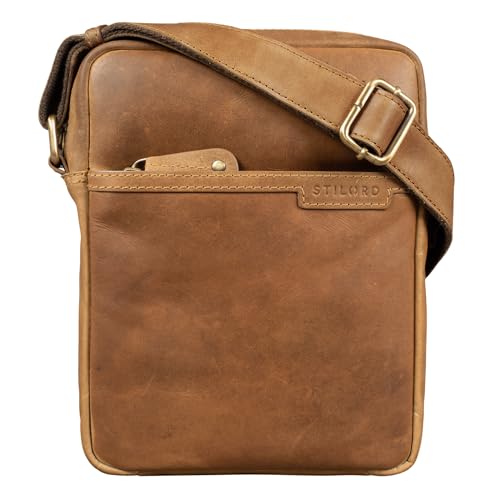 STILORD 'Blake' Herrentasche zum Umhängen Leder Kleine Schultertasche Männer 8 Zoll Messenger Bag DIN A5 Echtes Vintage Leder, Farbe:taranto - braun von STILORD