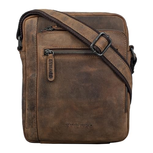 STILORD 'Bruce' Vintage Herrentasche Ledertasche Kleine Umhängetasche für Männer 9.7 Zoll iPad Tasche im Vintage Stil Echtes Leder, Farbe:calais - braun von STILORD