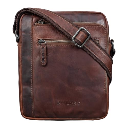 STILORD 'Bruce' Vintage Herrentasche Ledertasche Kleine Umhängetasche für Männer 9.7 Zoll iPad Tasche im Vintage Stil Echtes Leder, Farbe:florida - braun von STILORD