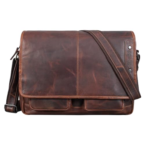 STILORD 'Curtis' Umhängetasche Leder als Messenger Bag oder Aktentasche Vintage Laptoptasche 15,6 Zoll Schultertasche Büchertasche Echtleder, Farbe:Florida - braun von STILORD