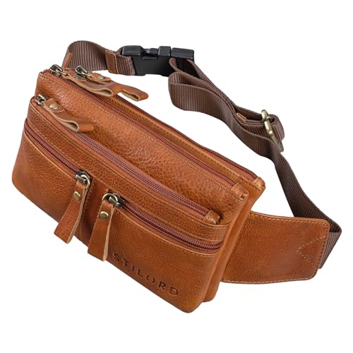 STILORD 'Damian' Große Bauchtasche Leder Vintage Gürteltasche für Herren Damen Crossbody Hip Bag Moderne Hüfttasche für Reisen Jogging Festival aus Echtem Leder, Farbe:Texas - braun von STILORD