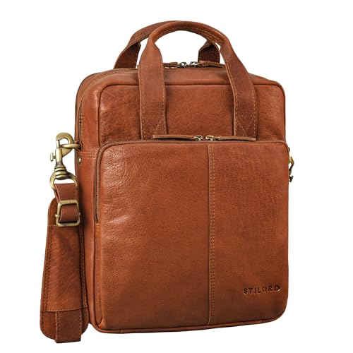 STILORD 'Dave' Männer Tasche Leder Klein Umhängetasche Reise Laptop 13,3 Zoll MacBook Tablettasche Vintage Messenger Bag Herrentasche Echtleder, Farbe:maraska - braun von STILORD