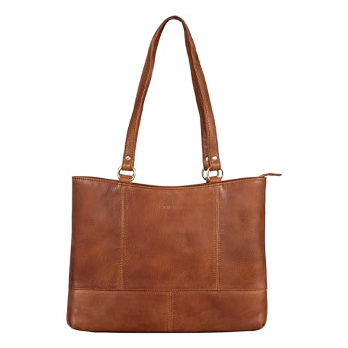 STILORD 'Delilah' Leder Shopper Damen Handtasche Umhängetasche Hobo Bag Retro Schultertasche Ledertasche Frauen Tote Bag Tasche Echtleder, Farbe:Arona - braun von STILORD