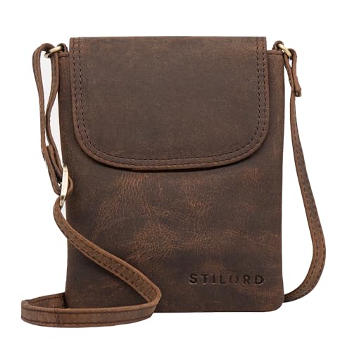 STILORD 'Ellis' Handytasche zum Umhängen Leder Brustbeutel Kleine Ledertasche Umhängetasche für Smartphone und Geldbörse Cross-Body Bag XS Vintage Leder, Farbe:colorado - braun von STILORD