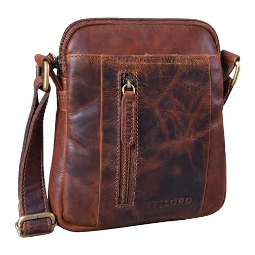 STILORD 'Emerson' Kleine Herrentasche Leder zum Umhängen Crossbody Tasche Herren Leder Vintage Ledertasche Umhängetasche 8 Zoll iPad Tasche Messenger Bag Echtleder, Farbe:Florida - braun von STILORD