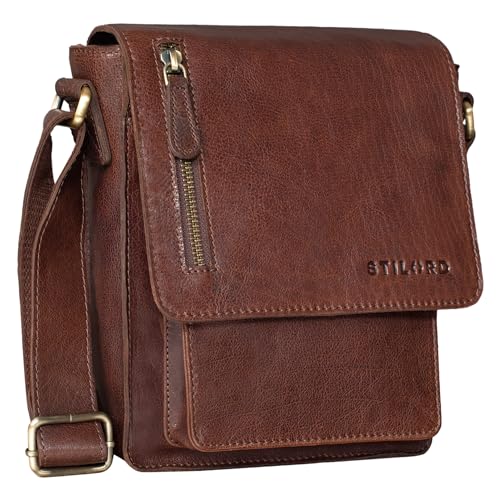 STILORD Herren-Umhängetasche braun - Kleine Vintage Schultertasche - 8,4 Zoll Messenger-Bag - Tablettasche aus echtem Büffel-Leder 'Finn' von STILORD