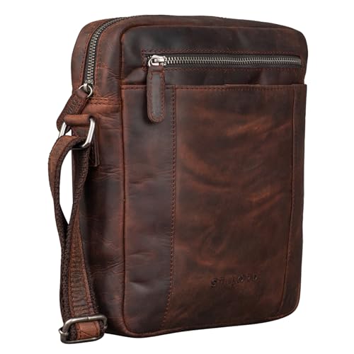 STILORD 'Fox' Herrentasche Leder Vintage Messenger Bag Männer Handtasche klein für 10,1 bis 10,5 Zoll iPad Tablethülle Männer Handtasche Echtleder, Farbe:Zamora - braun von STILORD