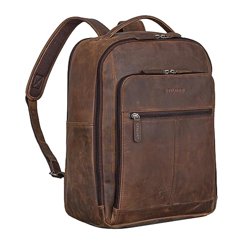 STILORD 'Gordon' Rucksack Leder Herren und Damen Messenger Rucksack Laptop 17 Zoll Lederrucksack Damen Business Rucksack Herren, Farbe:Zamora - braun von STILORD