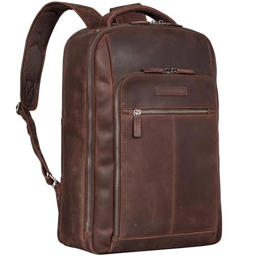 STILORD 'Gustav' Vintage Business Rucksack Leder Arbeitsrucksack Damen Laptop Rucksack 15,6 Zoll Moderner Daypack Uni Rucksack Echt Leder von STILORD