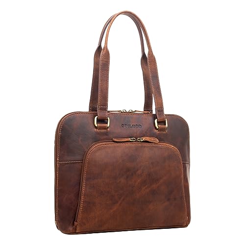 STILORD 'Hermione' Business-Tasche 13,3' Damen Leder Bürotasche Damen Aktentasche Frau Notebooktasche Frauen Echtleder Vintage, Farbe:prestige - braun von STILORD